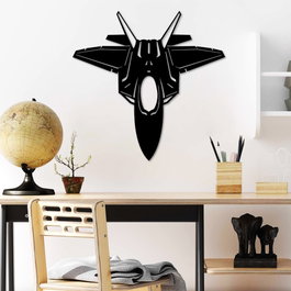 Wallity F-22 RAPTOR Escultura de Pared de Metal Negra